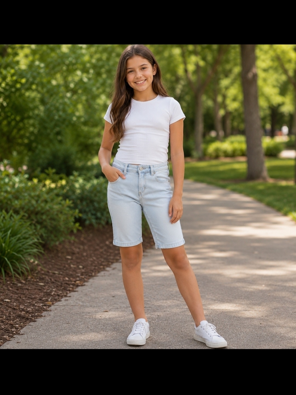 Celebrity Pink Girls' Light Wash Denim Bermuda Shorts